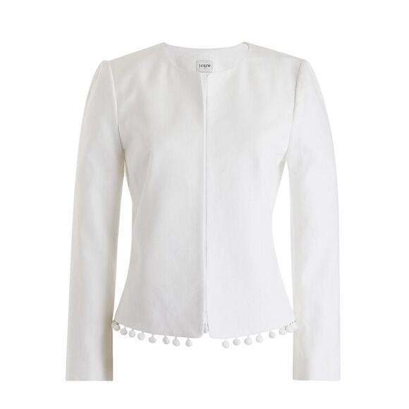 J. Crew Cropped Blazer Linen Blend Pom Pom - Picture 1 of 14